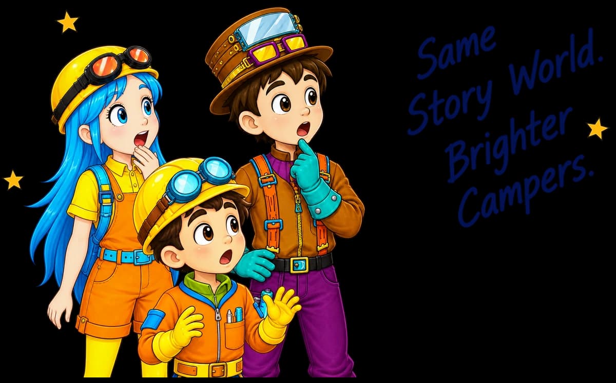 Same story world. Brighter campers.