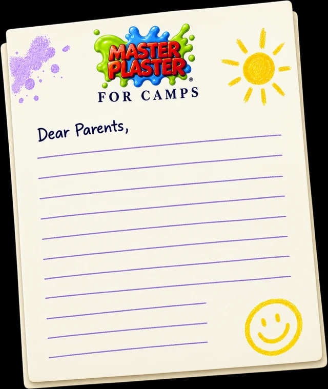 Master Plaster for Camps parent introduction stationery