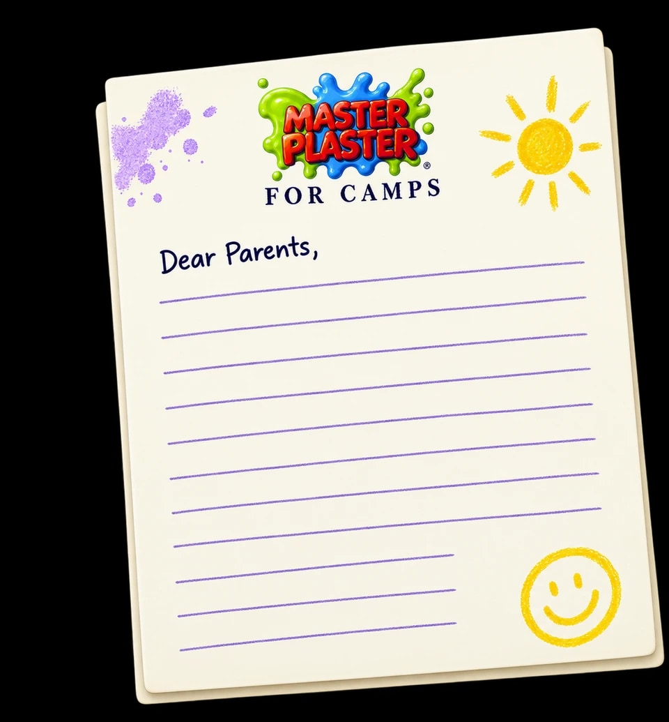 Master Plaster for Camps parent introduction stationery