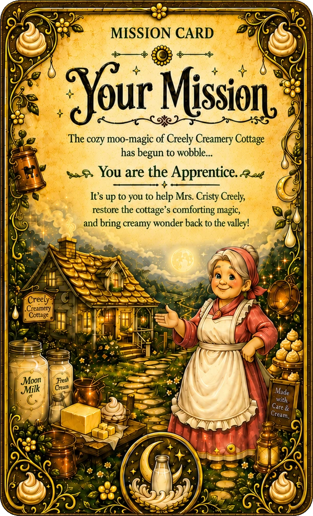 Your Mission card featuring Mrs. Creely