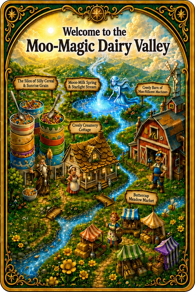 Moo-Magic Dairy Valley world and location card