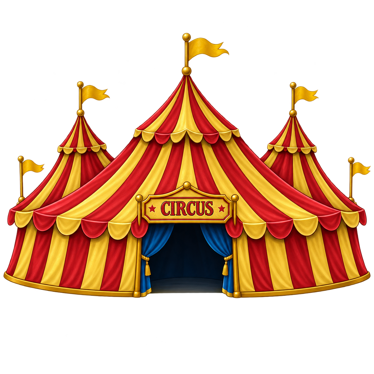 A red and gold big top circus tent